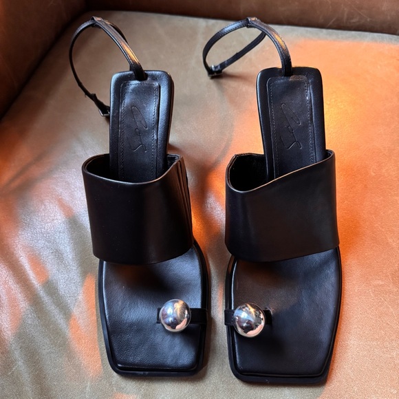 COS Atelier Sphere Heeled Sandals w Silver Accents 90s designer quiet luxury NWB - Picture 6 of 15
